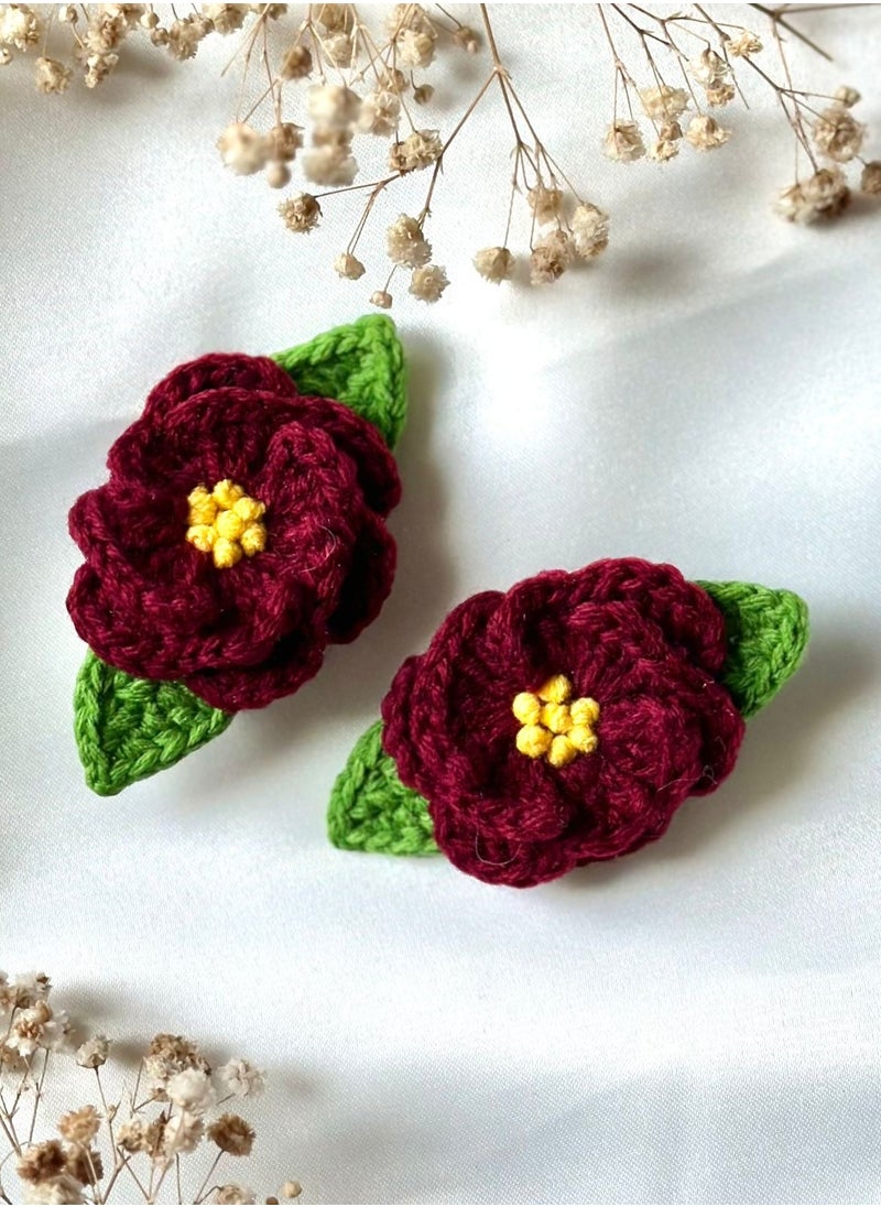 Yarns N Stitch - Rose Crochet Hair clip - Image 1