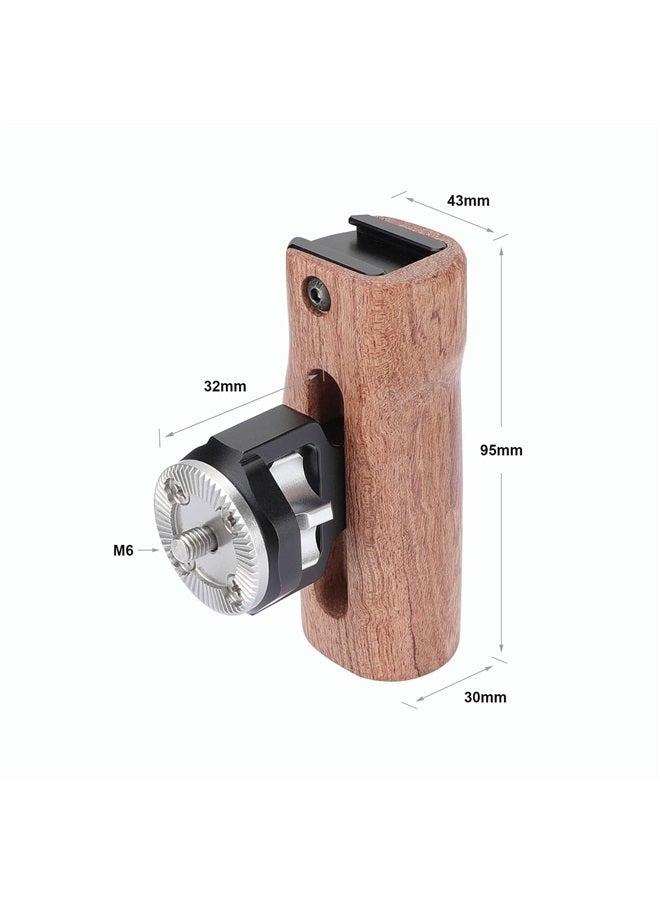 SZRIG Adjustable Wooden Handgrip with M6 Rosette Mount & Top hot Shoe Mouth for DLSR Camera Cage Kit (Switch Right or Left Hand) - Image 2