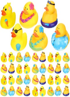 Honoson 36 Pcs Summer Beach Rubber Duckies Bath Rubber Duck Bulk Mini Rubber Ducks Shower Float Party Favors for Swimming Pool Water Activity Birthday Decoration Rewards
