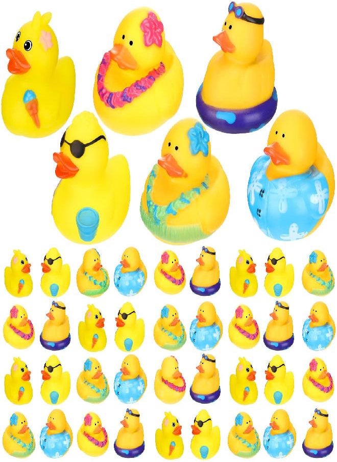 Honoson - Honoson 36 Pcs Summer Beach Rubber Duckies Bath Rubber Duck Bulk Mini Rubber Ducks Shower Float Party Favors for Swimming Pool Water Activity Birthday Decoration Rewards - Image 1
