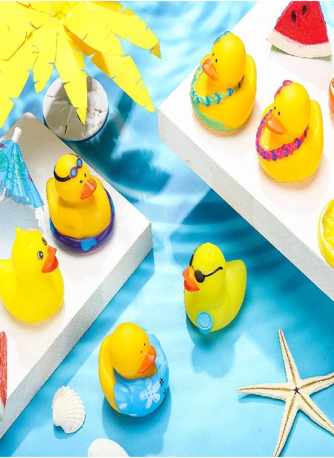 Honoson - Honoson 36 Pcs Summer Beach Rubber Duckies Bath Rubber Duck Bulk Mini Rubber Ducks Shower Float Party Favors for Swimming Pool Water Activity Birthday Decoration Rewards - Image 1