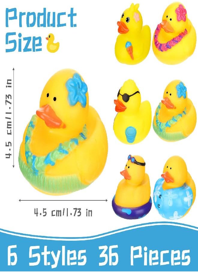 Honoson - Honoson 36 Pcs Summer Beach Rubber Duckies Bath Rubber Duck Bulk Mini Rubber Ducks Shower Float Party Favors for Swimming Pool Water Activity Birthday Decoration Rewards - Image 1