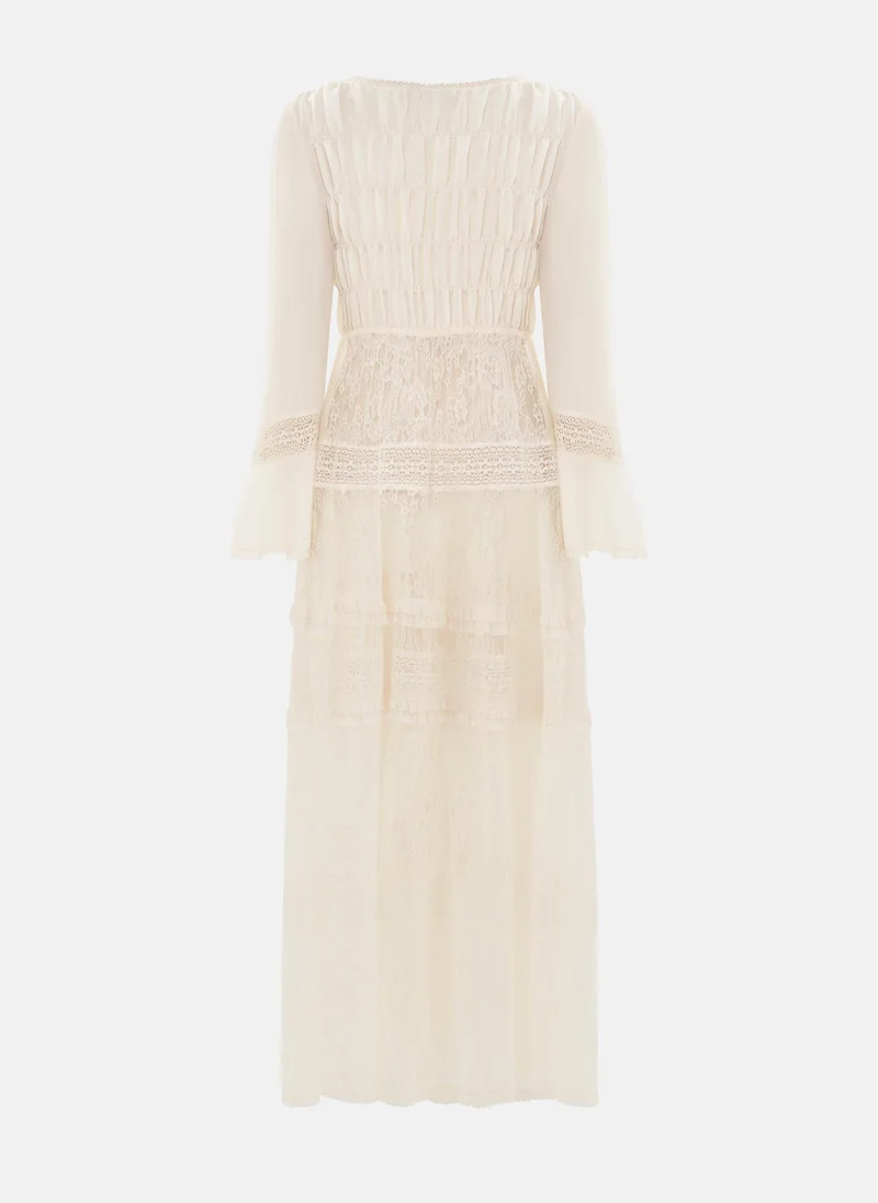 Lichi  Beach maxi dress with lace inserts and button fastening for Women | Best Price UAE