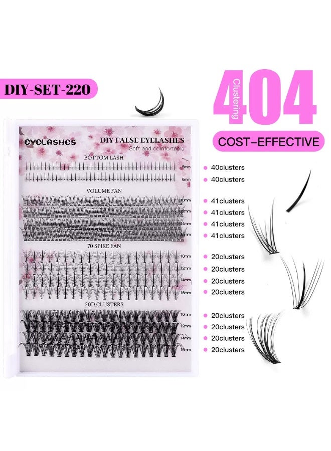 JOSQUEWNN 404 Clusters Large Capacity DIY False Eyelash Set, 10-16mm Segmental Single Clusters for Eyelash Extension,5-6mm Natural Dense and Realistic Mixed Style Lower Lashes, Wispy Lashes Kit for Beginners. - Image 5