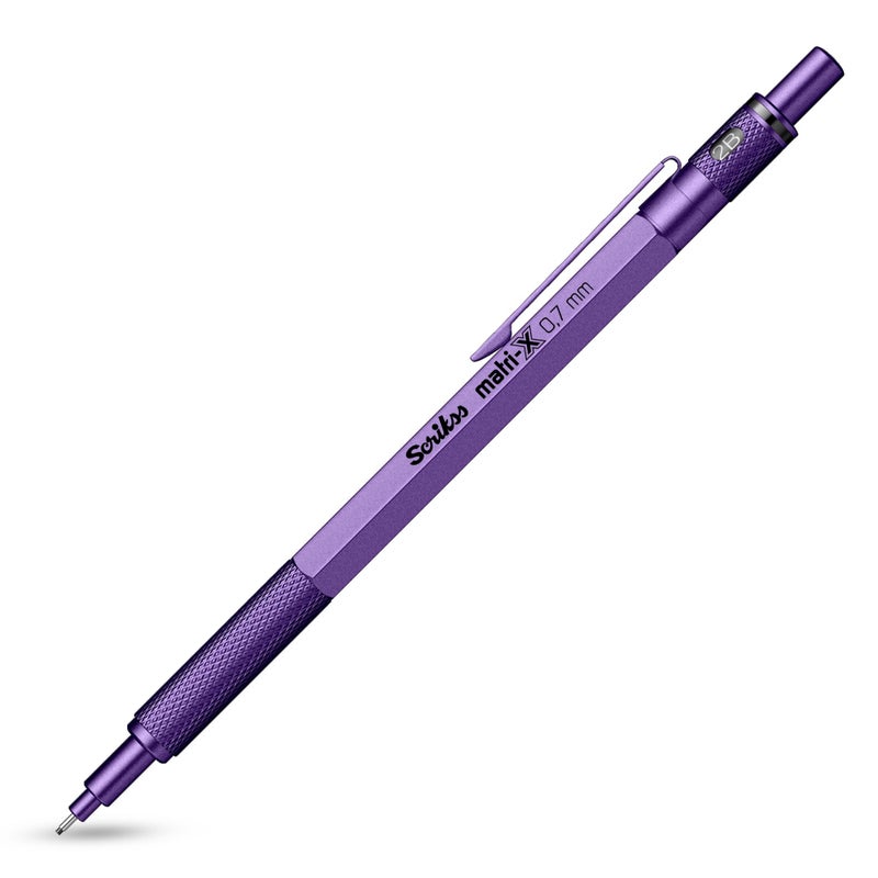 Scrikss Matri-X Mechanical Pencil, Professional Brass Grip Drafting Pencil with Refillable Leads & Built-in Eraser (0.7 mm, Mettalic Purple - Image 5