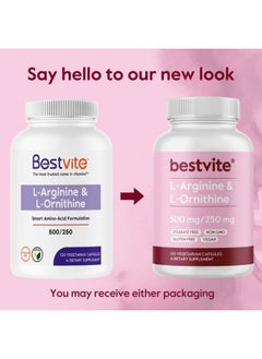 BESTVITE L-Arginine L-Ornithine 500-250 (120 Vegetarian Capsules) - No Stearates - No Fillers - Vegan - Non GMO - Gluten Free - No Calcium Silicate  - Image 3