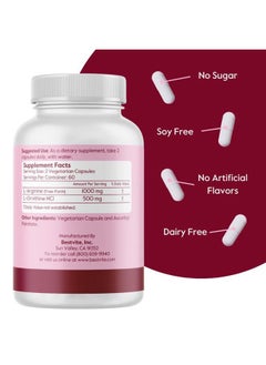BESTVITE L-Arginine L-Ornithine 500-250 (120 Vegetarian Capsules) - No Stearates - No Fillers - Vegan - Non GMO - Gluten Free - No Calcium Silicate  - Image 2