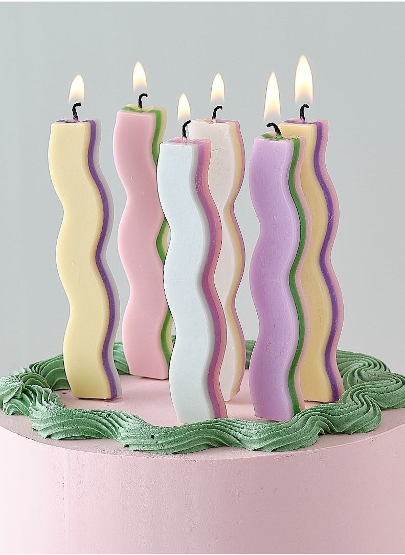 Ginger Ray - Candles 6pk Wave Candles - Image 1