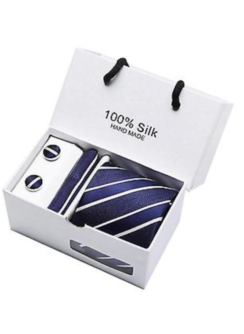 Handmade Men's Tie Set (3 pieces) - Tie, Pocket Square, and Cufflinks - Luxury Gift Box - Image 1