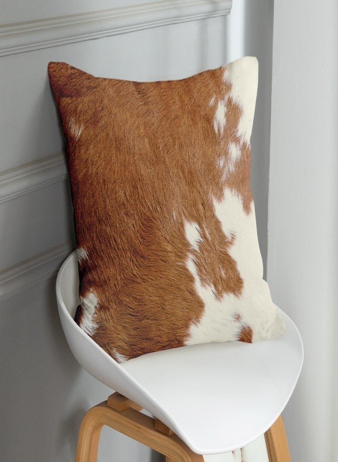 Sanwarm Throw Pillow Covers Home Decor Set of 4 Pillow Cases Decorative 18 x 18 Inches Outdoor Cushion Couch Sofa Pillowcases, Cow Brown Animal Deep - Image 2