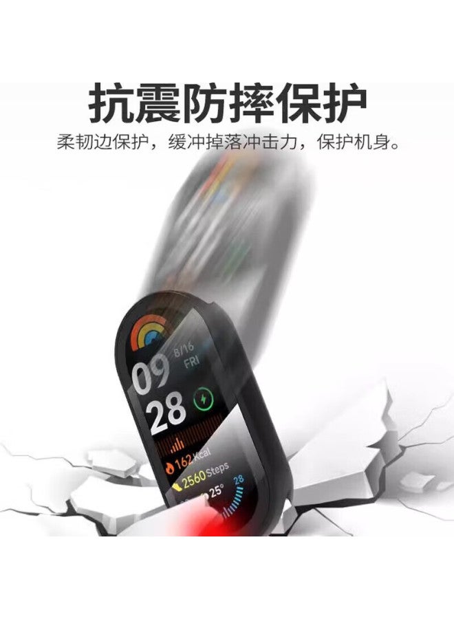 Beiyipin Compatible With Xiaomi Mi Band 10/9/8 Protective Case, Screen Protector And Case All-in For Xiaomi 9/8 Band, Smart Bracelet 9 Nfc Fc Tempered Glass Watch Case, Full Coverage Silicone Soft Shell Film