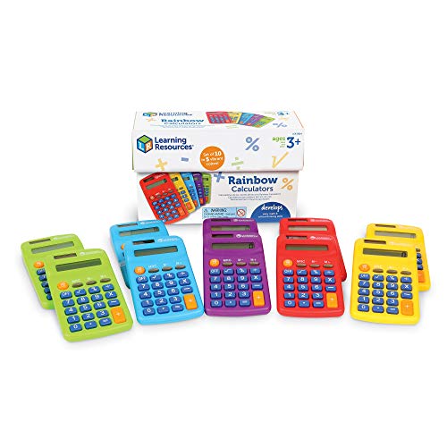 Learning Resources Rainbow Calculators - Solar Powered, Classroom Must Haves, Back to School, Math Manipulatives, Teacher Set of 10, Ages 3+ - Image 1