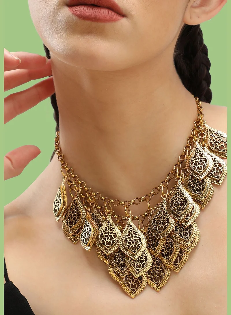 SOHI Gold Plated Party Designer Stone Necklace For Women