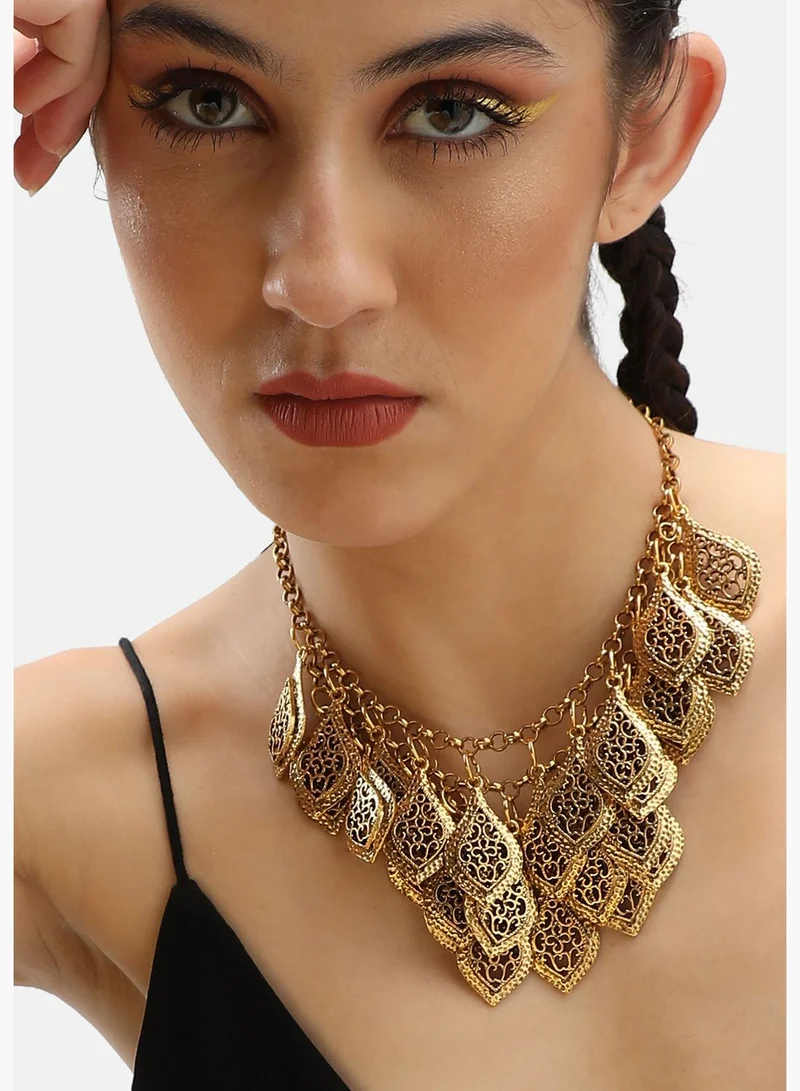 SOHI Gold Plated Party Designer Stone Necklace For Women