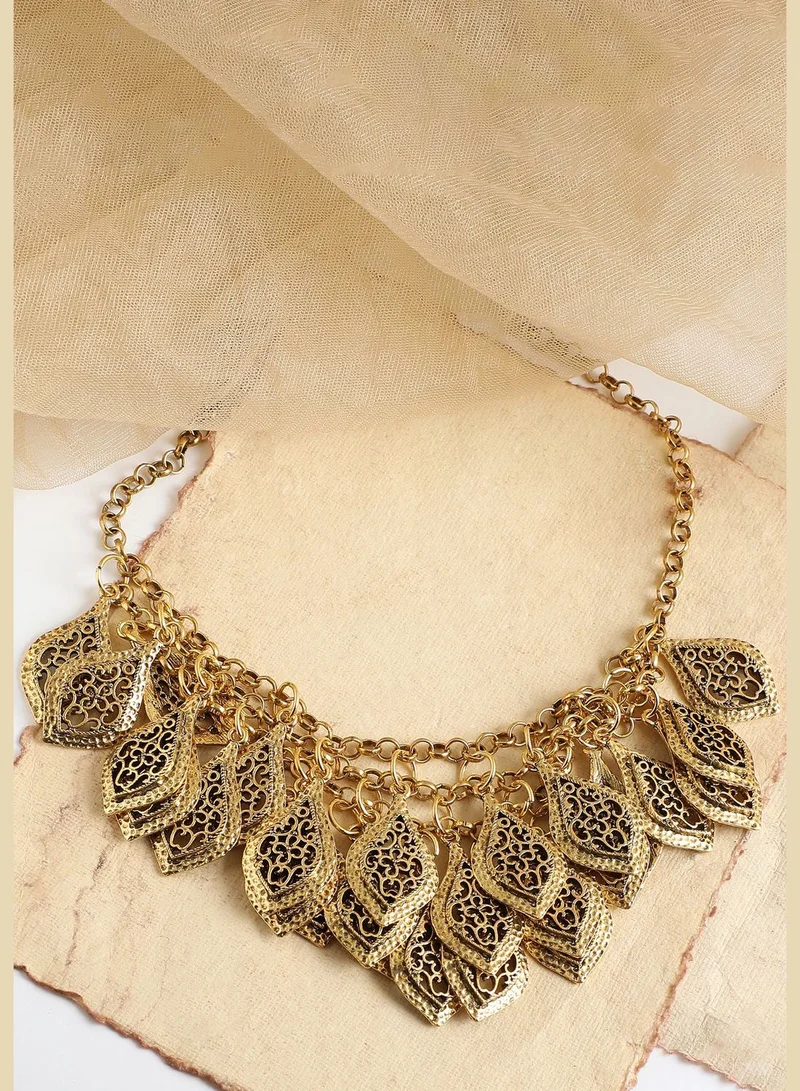 SOHI Gold Plated Party Designer Stone Necklace For Women