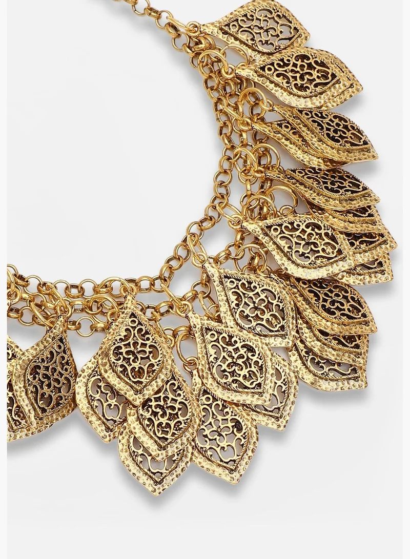 SOHI Gold Plated Party Designer Stone Necklace For Women