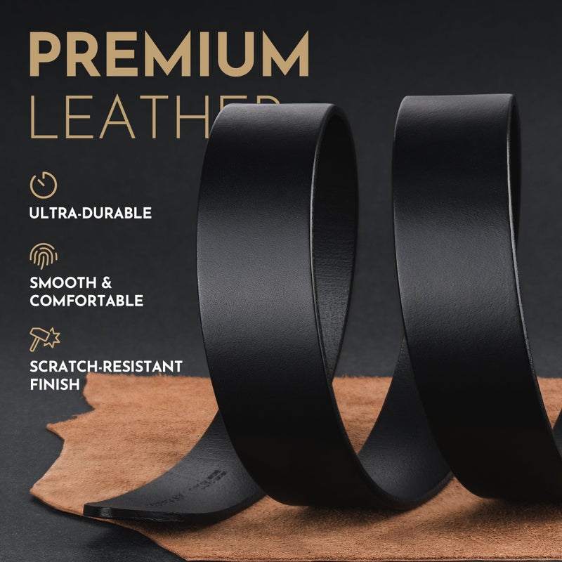 Buffway Men's Leather Belt,1.5" Handcrafted Top-Grain Leather â€“ Durable,Comfortable,Suitable for Everyday Formal & Casual Wear - Size 40" Black - Image 4