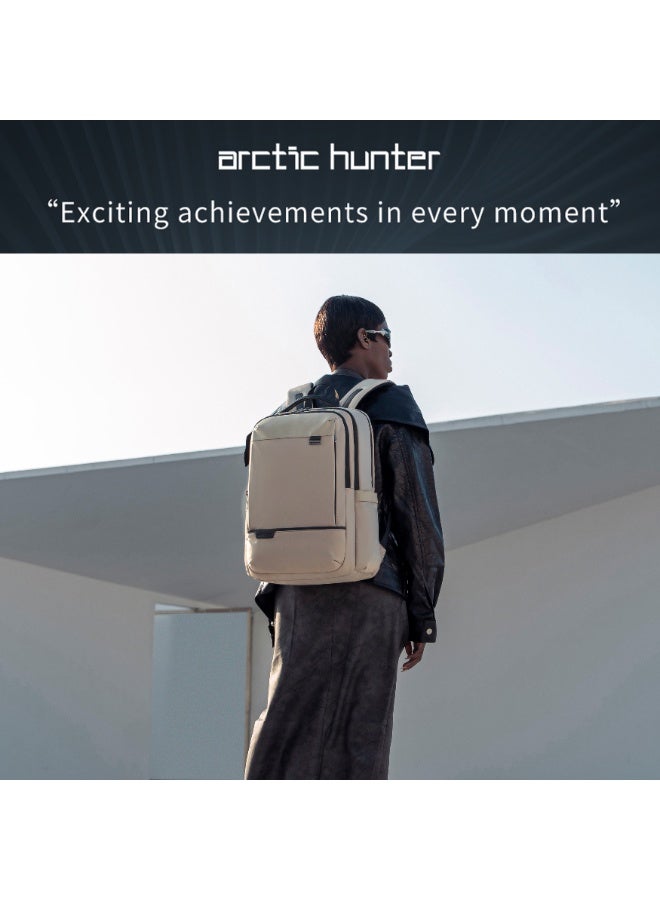 ARCTIC HUNTER حقيبة ظهر للكمبيوتر المحمول 17 بوصة متينة مضادة للسرقة مقاومة للماء من الدرجة الممتازة لحقيبة الظهر المكتبية للسفر والكلية والمدرسة، B00810، كاكي - Image 2