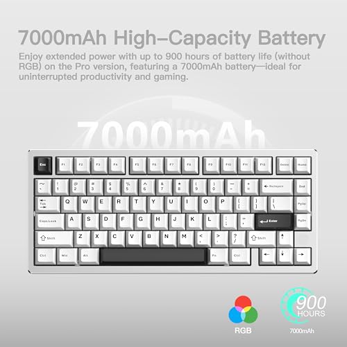 KEEBMONKEY WOBKEY Rainy 75 CNC Aluminum HMX/JWK/Cocoa Switches Triple-Mode Connectivity Mechanical Keyboard with Superior Acoustics, RGB/FR4/Silver SUS304/7000mAh/Cocoa Switch (Pro - Silver) - Image 3