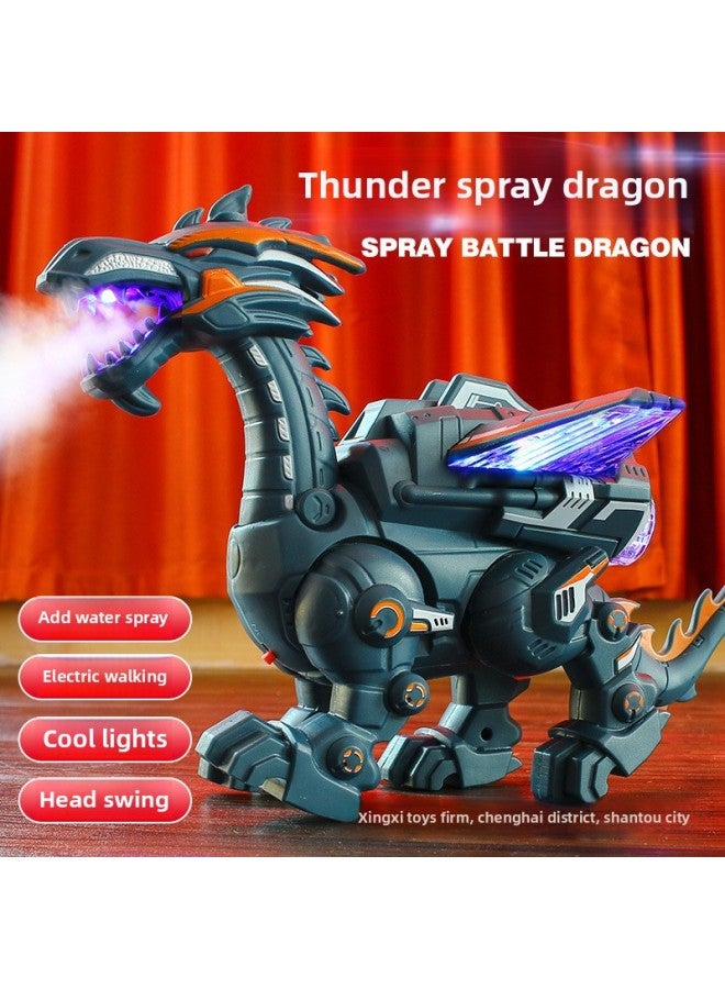 Electric Spray Mechanical Dinosaur Children's Mechanical War Dragon Will Fire-breathing Dinosaur Toy Hot Sale Simulation Model-Color:Black - Image 2