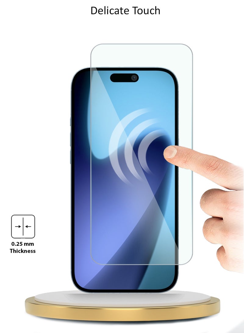 دبليو تيك واقي شاشة زجاجي مقسى 9H 2.5D من سلسلة WTech Premium لجهاز آبل آيفون 17 آير 5G لعام 2025 - شفاف - Image 4