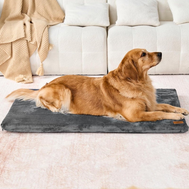 LIORCE Memory Foam Dog Crate Pad - XXL Dog Bed Mat with Removable Washable Cover and Waterproof Lining - Pet Bed Mat for Extra Large Dogs - Designed for 48-inch Dog Crates, Grey - Image 1