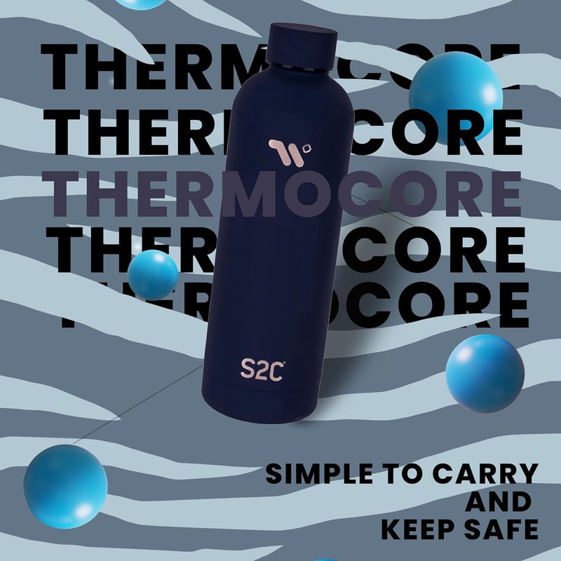 S2C Water Bottle Stainless Steel 750ml - Double Wall insulated Water Bottles for Hot Water Gym Bottle Stainless Steel Water Bottle for Kids School Flask Bottle Hot water bottle (BLUE, 750ml) - Image 4