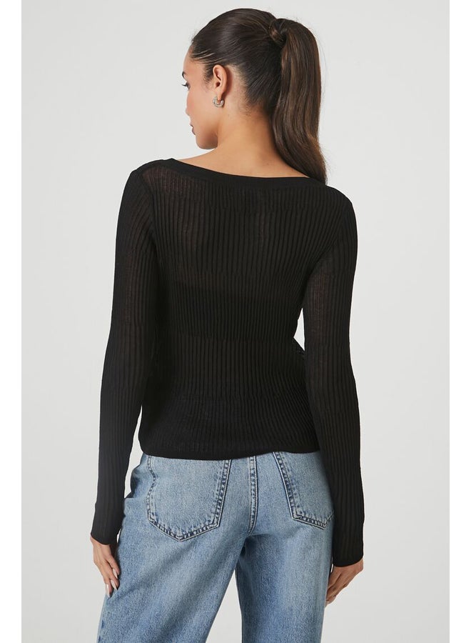 FOREVER 21 Fitted Ribbed Knit Sweater Top - Image 4