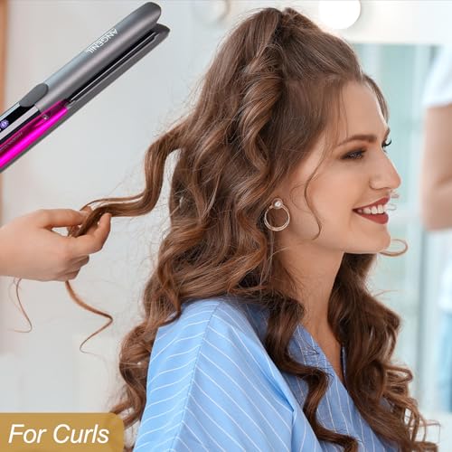 ANGENIL Professional Titanium Flat Iron Hair Straightener and Curler 2 in 1, Dual Voltage Hair Straighteners for Women, 20S Fast Heating Flat Iron 1-inch with Anti-scalding and Anti-Slip Silicone Mat - Image 4