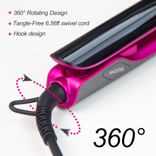 ANGENIL Professional Titanium Flat Iron Hair Straightener and Curler 2 in 1, Dual Voltage Hair Straighteners for Women, 20S Fast Heating Flat Iron 1-inch with Anti-scalding and Anti-Slip Silicone Mat - Image 5