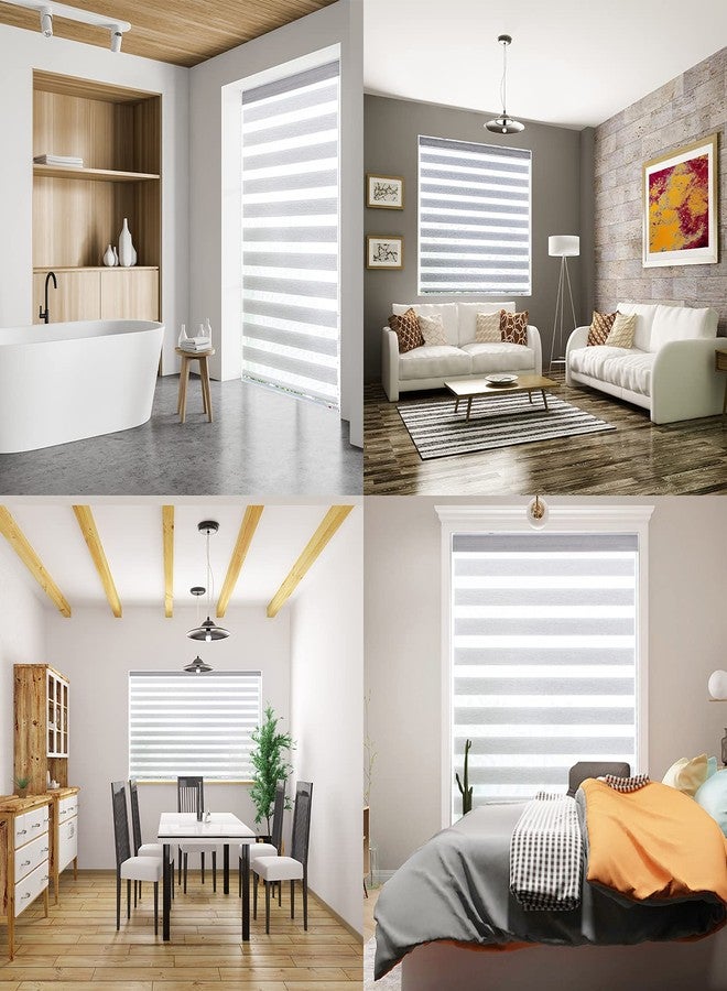 KALYSIE Zebra Roller Window Blinds,Custom Cut to Size,Roller Blinds Dual Layer Roller Shade Blinds, Gray,Fixed 72 InchesHigh,24 Inches Width - Image 3
