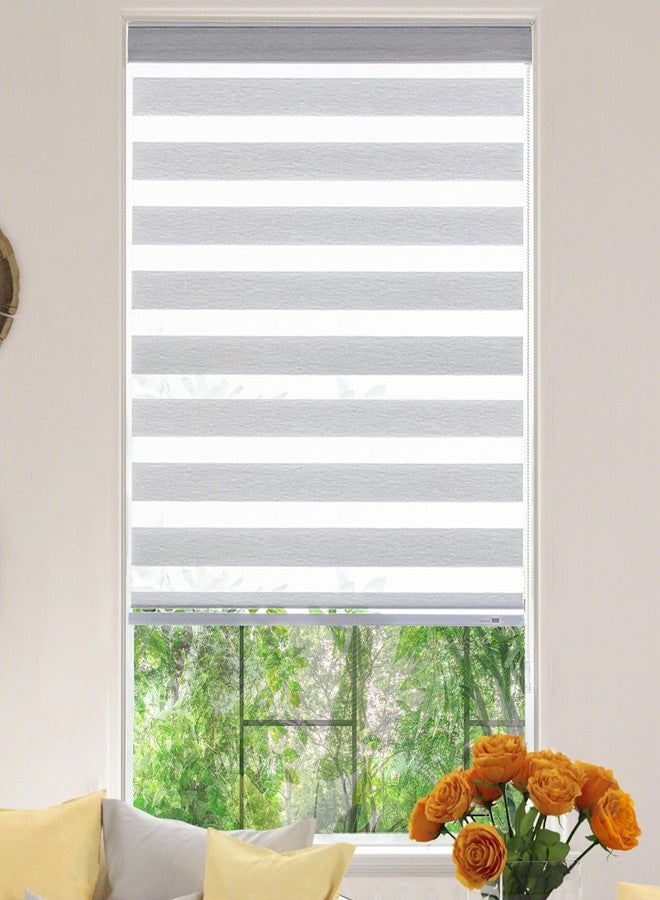 KALYSIE Zebra Roller Window Blinds,Custom Cut to Size,Roller Blinds Dual Layer Roller Shade Blinds, Gray,Fixed 72 InchesHigh,24 Inches Width - Image 1