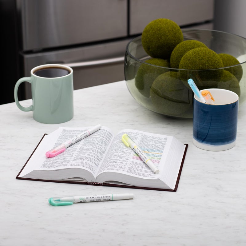 Zebra Pen Mildliner Double-Ended Brush Marker, Brush and Fine Tip Pen, Ideal for Bible Highlighting, No Bleed, Assorted Fluorescent Colors 5-Pack (79105) - Image 4