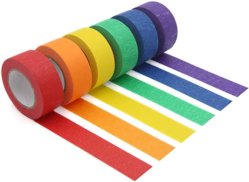 Labeling DIY Arts Crafts Colored Masking Tape for Kids (6 Rolls) - Image 1