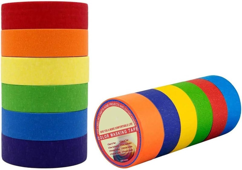 Labeling DIY Arts Crafts Colored Masking Tape for Kids (6 Rolls) - Image 2