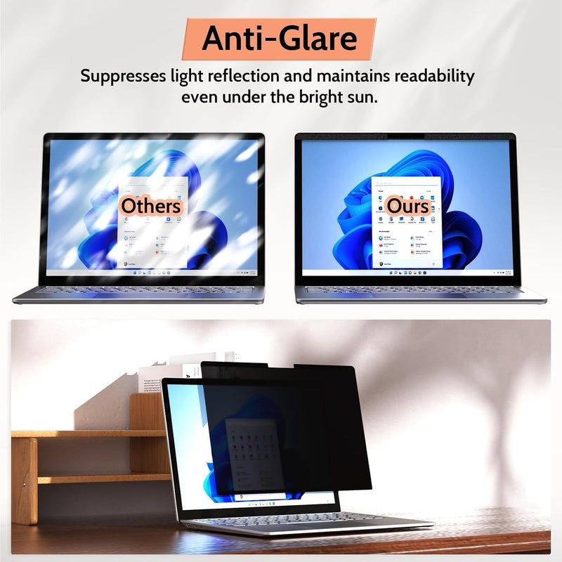 Mamol Magnetic Privacy Screen for 13.8 Inch Surface Laptop 7, Removable Anti Spy Glare Blue Light Filter, Microsoft Surface Laptop Privacy Screen Protector 13.8 in - Image 4