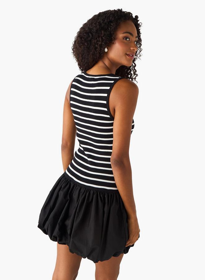 تواكستريمز فستان بالون بلا أكمام مخطط - Image 3