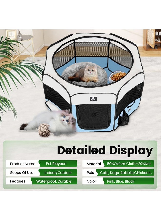 إكس-زون بيت حظيرة لعب الكلاب المحمولة من X-ZONE PET للجراء والقطط والأرانب والصيصان، خيمة لعب قابلة للطي، قفص للكلاب، مناسب للسفر والتخييم في الأماكن المغلقة/المفتوحة، أزرق كبير - Image 2