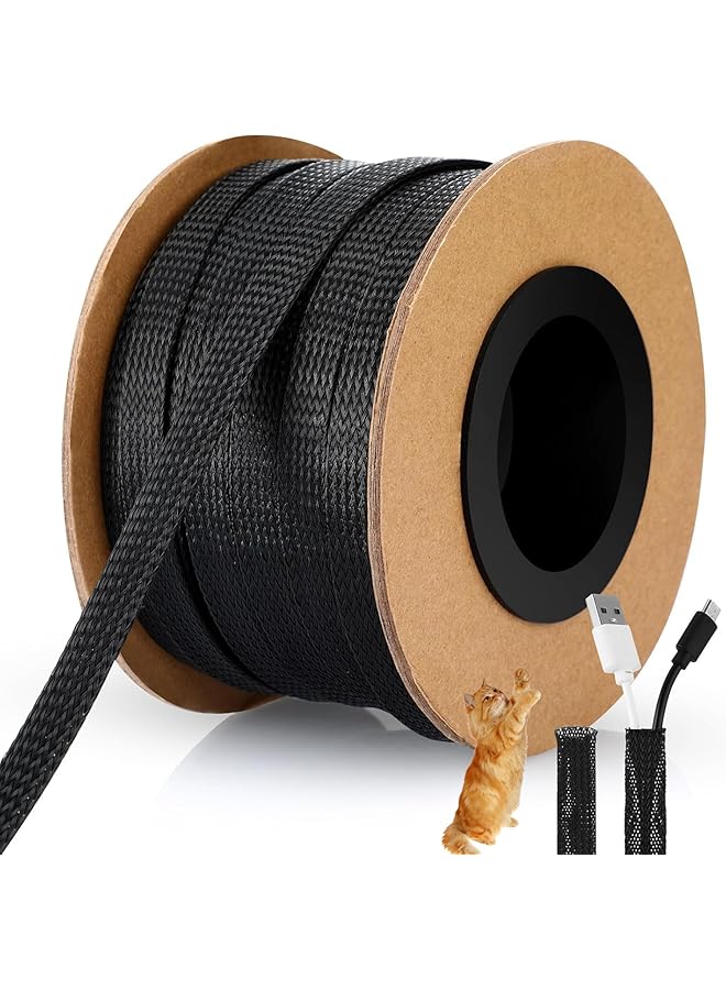 Green Tiger Wire Loom PET Expandable Braided Sleeving Braided Sleeve Sleeving Wire Loom Cable Sleeves Automotive Wire Sleeve Cable for TV Computer Home Theater Audio Office 12MM*50M