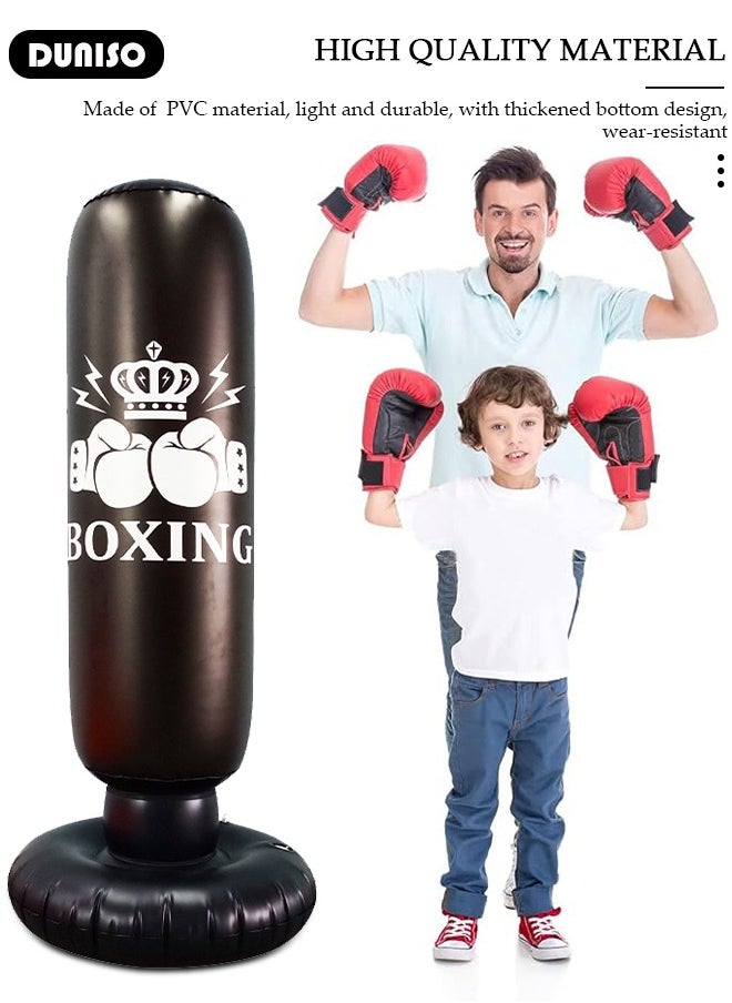 DUNISO Inflatable Boxing Column, 160cm Inflatable Boxing Bag Freestanding Punching Bag, Punching Bag for Kids Adults, for Karate, Home Boxing Practice with Immediate Bounce-Back to Release Stress  - Image 3