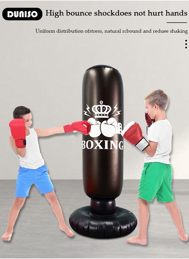 DUNISO Inflatable Boxing Column, 160cm Inflatable Boxing Bag Freestanding Punching Bag, Punching Bag for Kids Adults, for Karate, Home Boxing Practice with Immediate Bounce-Back to Release Stress  - Image 4