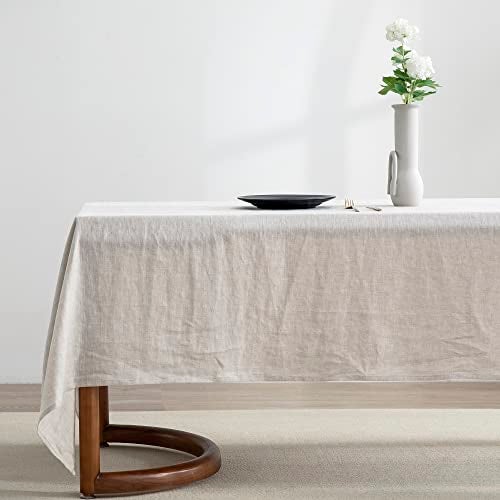EVERLY 100% Pure Linen Rectangle Tablecloth 84Lx60W Inches for Dining,Weddings and Restaurants,Decorative Halloween,Thanksgiving,Christmas Table Cloth Machine Washable Tablecloths-Natural Linen - Image 1