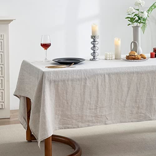 EVERLY 100% Pure Linen Rectangle Tablecloth 84Lx60W Inches for Dining,Weddings and Restaurants,Decorative Halloween,Thanksgiving,Christmas Table Cloth Machine Washable Tablecloths-Natural Linen - Image 5