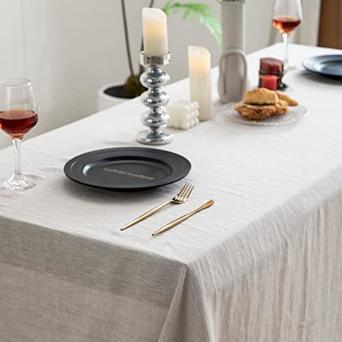 EVERLY 100% Pure Linen Rectangle Tablecloth 84Lx60W Inches for Dining,Weddings and Restaurants,Decorative Halloween,Thanksgiving,Christmas Table Cloth Machine Washable Tablecloths-Natural Linen - Image 4