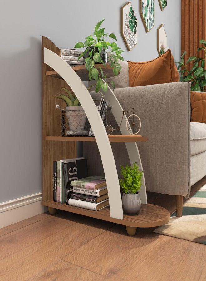Pilati Sofa Side Table for living room 75.5x70x29White/Brown  - Image 1