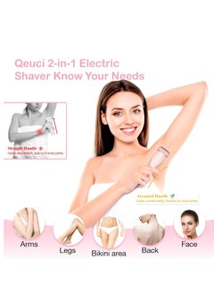 Furtey Electric Shaver Razors for Women 2-in-1 Electric Razor Wet Dry Use Rechargeable Bikini Trimmer Hair Removal with Detachable Head IPX7 Waterproof Pink  - Image 2