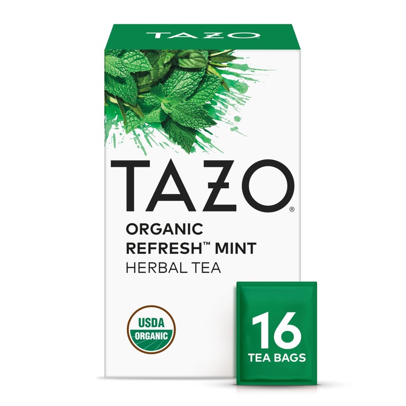 TAZO Organic Refresh Mint Herbal Tea Bags with Peppermint and Spearmint Caffeine Free 16 Total Tea Sachets - Image 3