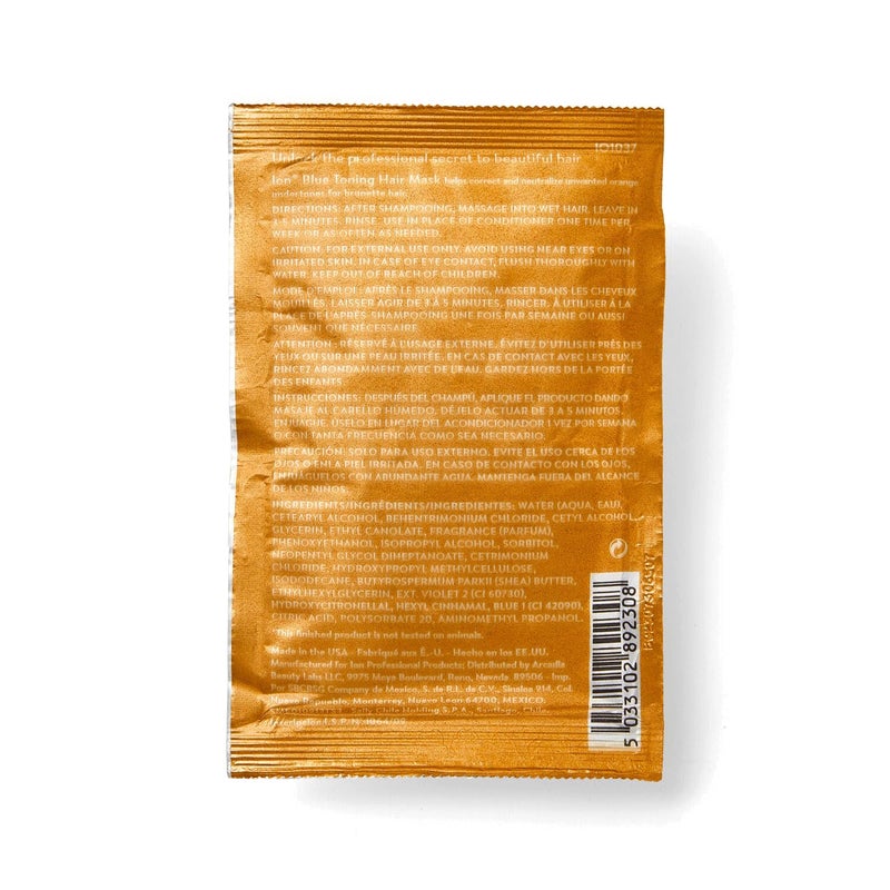 Ion Brunette Blue Toning Mask, Antibrass, Corrects and neutralizes orange undertones Ultra pigmented 1 Oz - Image 2