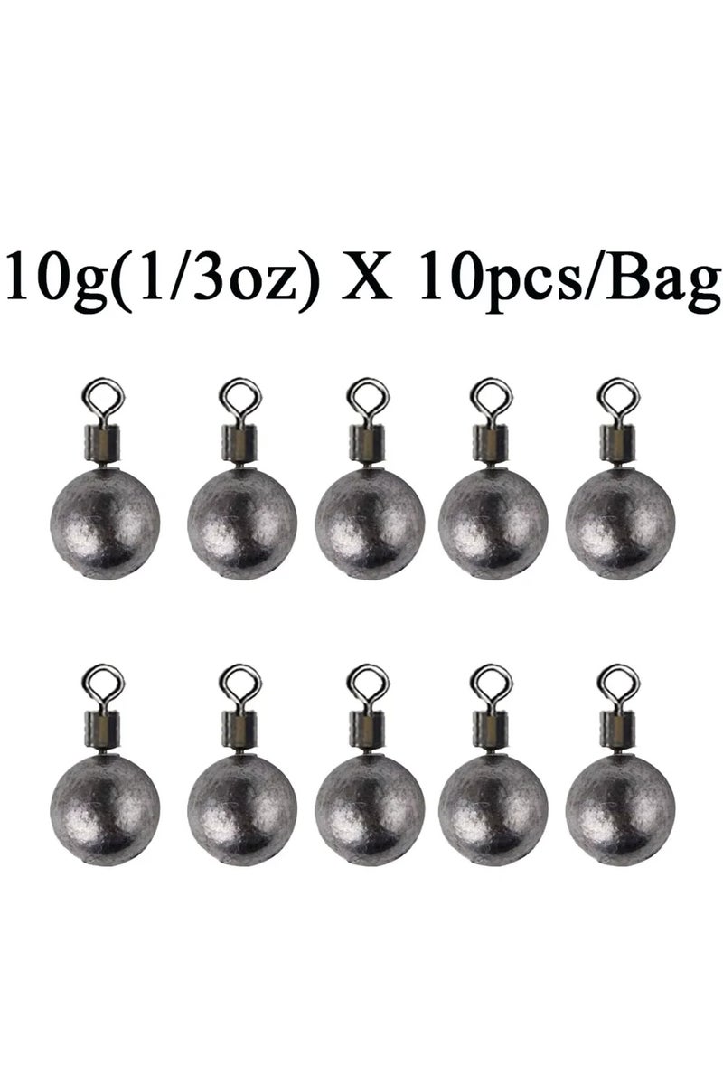 10g sinkers Poids de pêche à la carpe, 3.5g 5g 7g 10g 14g 20g, lot de 10 pièces