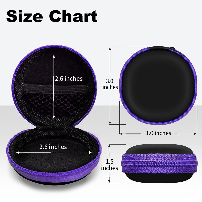MOLOVA for Earphone Carry Case, 5-Pack Round Pocket Earbud Travel Carrying Case with Zipper for Smartphone Earphone, Wireless Headset, USB Cable, SD Cards Storage Bags, Masks and More - Image 4